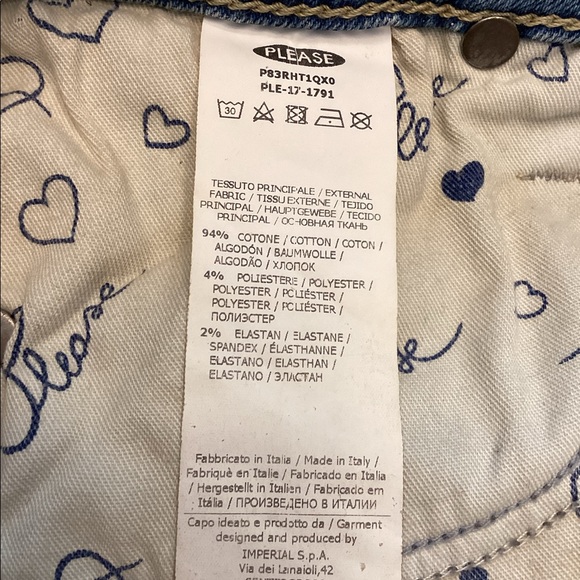 PLEASE small slim fit mid rise embroidered & distressed jeans raw hems Italy NWT - Picture 10 of 15
